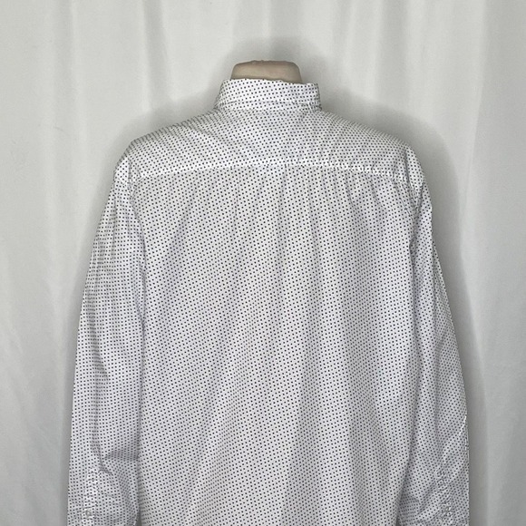FRANK & EILEEN White Blue Heart Print Buttondown Shirt Top Academia Preppy Large